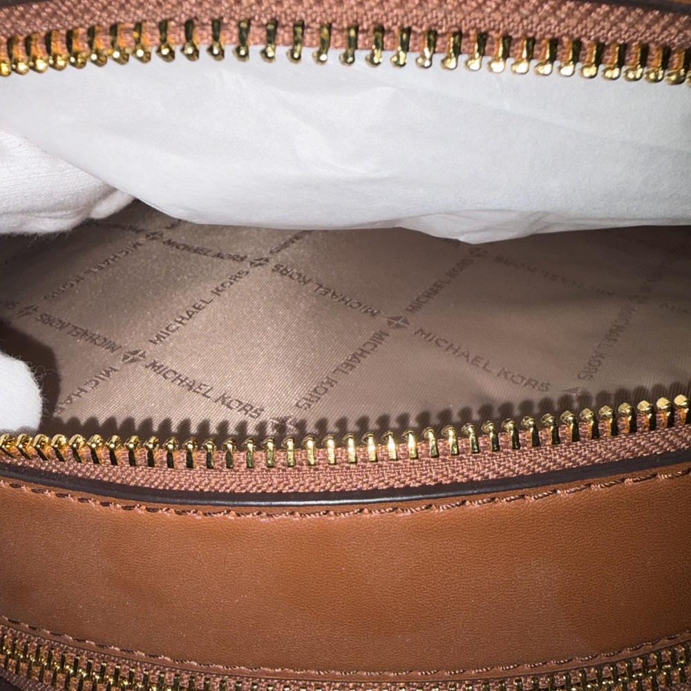 🏷️ NWT Michael Kors Jaycee MD Zip Pocket Backpack-Brown Signature MK Logo Luxe - Picture 14 of 15